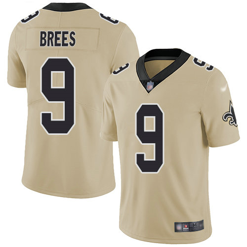 Saints #9 Drew Brees Gold Men's Stitched Football Limited Inverted Legend Jersey Saints #9 Drew Brees Gold Men's Stitched Football Limited Inverted Legend Jersey