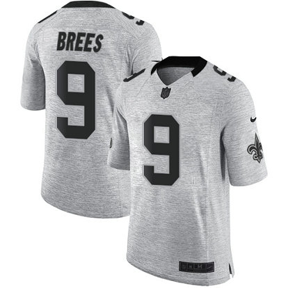 Saints #9 Drew Brees Gray Men's Stitched Football Limited Gridiron Gray II Jersey Saints #9 Drew Brees Gray Men's Stitched Football Limited Gridiron Gray II Jersey