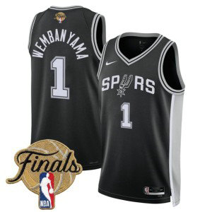 San Antonio Spurs 1 Victor Wembanyama Black 2026 Finals Men Jersey