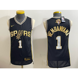 San Antonio Spurs 1 Wembanyama Black Gold 2026 Finals Men Jersey