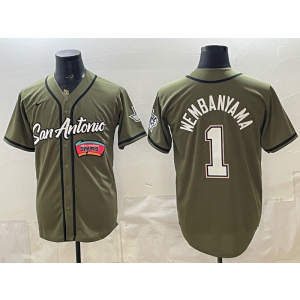 San Antonio Spurs 1 Wembanyama Olive Baseball Vapor Limited Men Jersey (2)