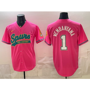 San Antonio Spurs 1 Wembanyama Pink Baseball Vapor Limited Men Jersey