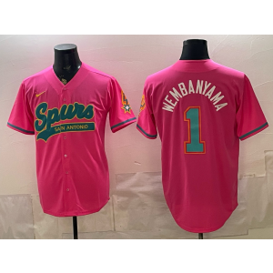 San Antonio Spurs 1 Wembanyama Red Baseball Vapor Limited Men Jersey