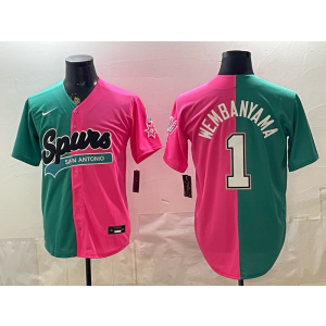 San Antonio Spurs 1 Wembanyama Split Baseball Vapor Limited Men Jersey (3)