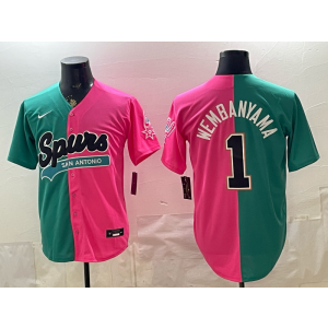 San Antonio Spurs 1 Wembanyama Split Baseball Vapor Limited Men Jersey