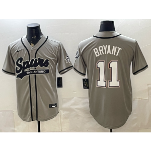 San Antonio Spurs 11 Bryant Grey Baseball Vapor Limited Men Jersey (2)