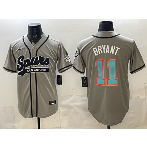 San Antonio Spurs 11 Bryant Grey Baseball Vapor Limited Men Jersey (3)