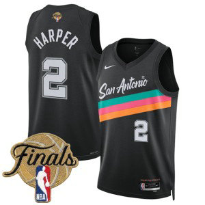 San Antonio Spurs 2 Dylan Harper Black City 2026 Finals Men Jersey