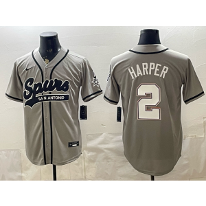 San Antonio Spurs 2 Harper Grey Baseball Vapor Limited Men Jersey (3) San Antonio Spurs 2 Harper Grey Baseball Vapor Limited Men Jersey (3)