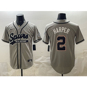 San Antonio Spurs 2 Harper Grey Baseball Vapor Limited Men Jersey
