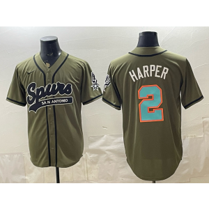 San Antonio Spurs 2 Harper Olive Baseball Vapor Limited Men Jersey