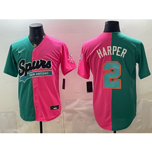 San Antonio Spurs 2 Harper Red Green Split Baseball Vapor Limited Men Jersey