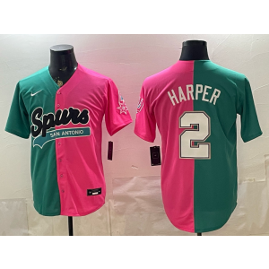 San Antonio Spurs 2 Harper Split Baseball Vapor Limited Men Jersey