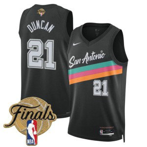 San Antonio Spurs 21 Tim Duncan Black City 2026 Finals Men Jersey