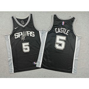 San Antonio Spurs 5 Castle Black Youth Jersey 1