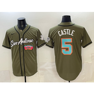 San Antonio Spurs 5 Castle Olive Baseball Vapor Limited Men Jersey 2