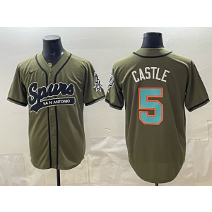 San Antonio Spurs 5 Castle Olive Baseball Vapor Limited Men Jersey