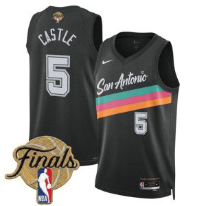 San Antonio Spurs 5 Stephon Castle Black City 2026 Finals Men Jersey