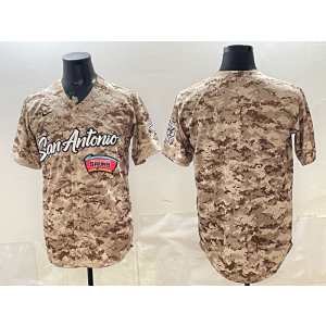 San Antonio Spurs Blank Camo Baseball Vapor Limited Men Jersey (2)