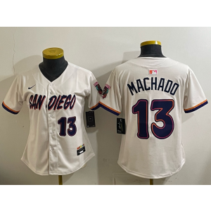 San Diego Padres 13 Machado Cream Cool Base Women Jersey