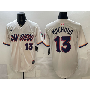 San Diego Padres 13 Manny Machado Cream Cool Base Men Jersey