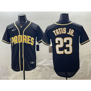 San Diego Padres 23 Tatis Jr Black Gold Cool Base Men Jersey San Diego Padres 23 Tatis Jr Black Gold Cool Base Men Jersey