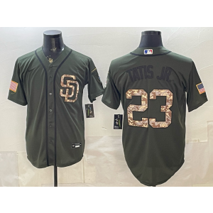 San Diego Padres 23 Tatis Jr Camo Olive Cool Base Men Jersey