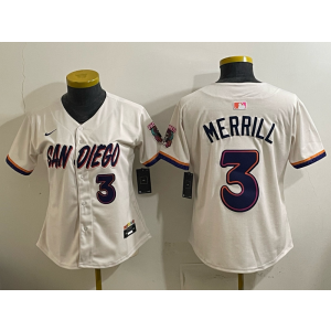 San Diego Padres 3 Merrill Cream Cool Base Women Jersey