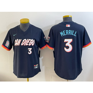 San Diego Padres 3 Merrill Navy 2026 City Connect Cool Base Women Jersey