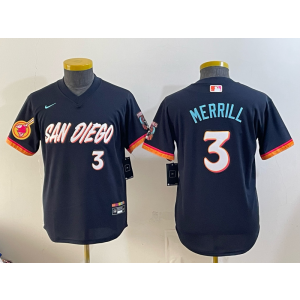 San Diego Padres 3 Merrill Navy 2026 City Connect Cool Base Youth Jersey