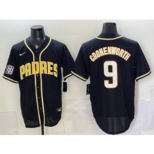 San Diego Padres 9 Cronenworth 2026 Black Out Cool Base Men Jersey
