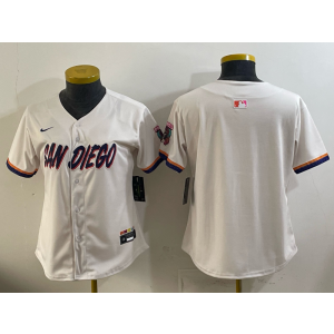 San Diego Padres Blank Cream Cool Base Women Jersey