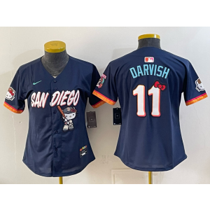 San Diego Padres x Hello Kitty 11 Yu Darvish Navy Youth Jersey