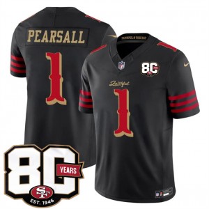 San Francisco 49ers 1 Ricky Pearsall Black Rivalries F.U.S.E. Vapor Limited Men Jersey with 80th Anniversary Patch