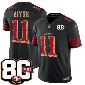 San Francisco 49ers 11 Brandon Aiyuk Black Rivalries F.U.S.E. Vapor Limited Men Jersey with 80th Anniversary Patch