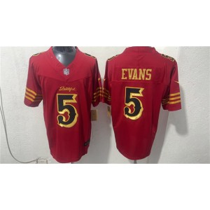 San Francisco 49ers 5 Mike Evans Red Gold Rivalries F.U.S.E. Vapor Limited Men Jersey