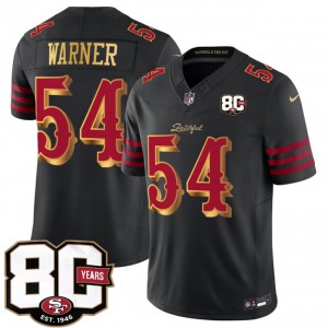 San Francisco 49ers 54 Fred Warner Black Rivalries F.U.S.E. Vapor Limited Men Jersey with 80th Anniversary Patch