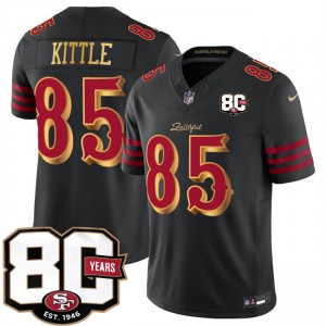 San Francisco 49ers 85 George kittle Black Rivalries F.U.S.E. Vapor Limited Men Jersey with 80th Anniversary Patch