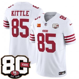 San Francisco 49ers 85 George kittle White 2026 F.U.S.E. Vapor Limited Men Jersey with 80th Anniversary & 4-Star C Patch
