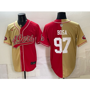 San Francisco 49ers 97 Nick Bosa Red Gold Split Baseball Vapor Limited Men Jersey