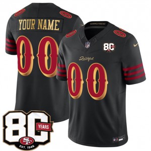 San Francisco 49ers Customized Black Rivalries F.U.S.E. Vapor Limited Men Jersey with 80th Anniversary Patch