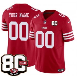 San Francisco 49ers Customized Red 2026 F.U.S.E. Vapor Limited Men Jersey with 80th Anniversary Patch