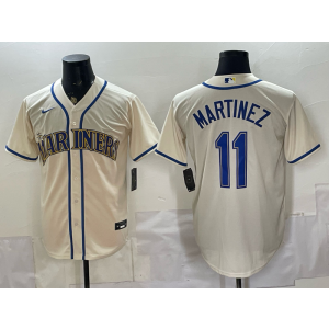 Seattle Mariners 11 Martinez Cream Cool Base Men Jersey