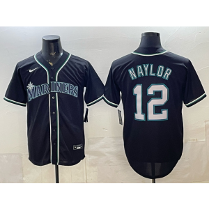 Seattle Mariners 12 Naylor Black Cool Base Men Jersey