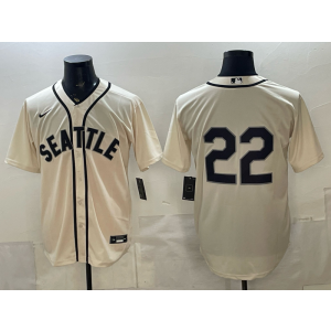 Seattle Mariners 22 Cream Cool Base Men Jersey
