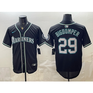 Seattle Mariners 29 Bigdumper Black Cool Base Men Jersey