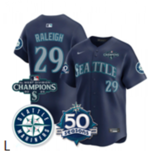 Seattle Mariners 29 Raleigh Navy Champion & 50th Patch Cool Base Men Jersey Seattle Mariners 29 Raleigh Navy Champion & 50th Patch Cool Base Men Jersey