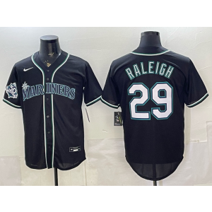 Seattle Mariners 29 Raleigh Navy Cool Base Jersey with 50th Patch