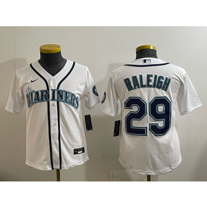 Seattle Mariners 29 Raleigh White Cool Base Youth Jersey
