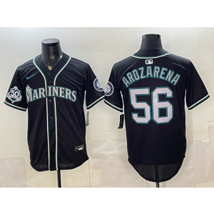 Seattle Mariners 56 Aarozarena Black 50th Anniversary Cool Base Men Jersey